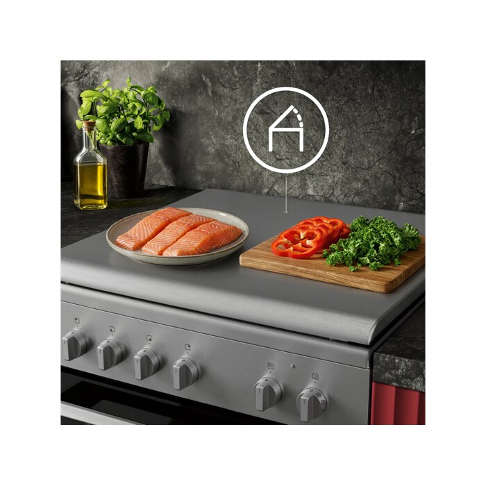 Protects walls when you’re cooking, hides the hob when off.