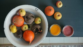 Un bol cu fructe organice, cum ar fi portocale