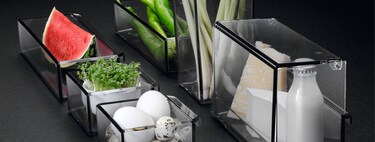 fruit, vegetables, eggs and dairy in plastic containers